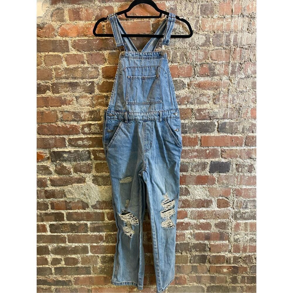 Wild Fable Blue Denim Distressed Jumpsuit